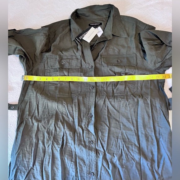 NWT Banana Republic Shirt dress button down, w belt, pockets & bust pockets Sz L - Picture 2 of 11